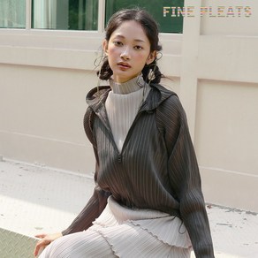 [FINE PLEATS] 피네 플리츠 후드 집업 점퍼 브라운