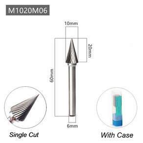 Demel용 M 원뿔 모양 금형 피스 연삭 절단 텅스텐 카바이드 버 로터리 커터 파일 비트 6mm 1/4 생크 밀링 연마, [05] M Single Bu 6x10mm, 1개