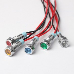 12V 24V IP67 방수 6파이 8파이 전원 표시등 메탈 램프 미니 LED 램프, 노랑, 1개