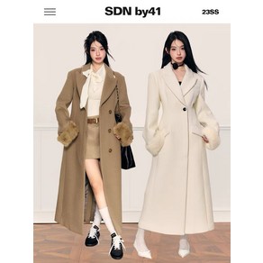 SDNby41명문천금면울코트중롱 조거 리버시블 모직 코트 탈부착 퍼 소매