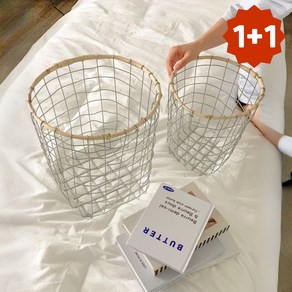 도르리 라탄와이어 롱 바스켓 철제바구니 수납함 보관함 정리함, 철제, 2개