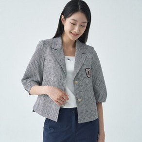 지센 피어로즈 체크린넨 와펜 7부 자켓 LFJKO392_NA 1425165