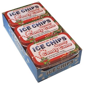 ICE CHIPS Xylitol Candy Tins (Candy Cane 6 Pack) - In ICE CHIPS 자일리톨 캔디 틴(캔디 지팡이 6팩) - 그림과 같이 밴드 포, 12.47g, 1개