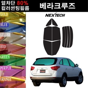 NEXTECH 베라크루즈 열차단 80% 컬러미러 썬팅필름 측후면세트 썬팅지, 퍼플(농도13%), 베라크루즈(06-15), 현대