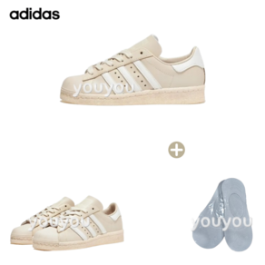 [YUYU] ADIDAS 아디다스 남여공용 Superstar 슈퍼스타 시리즈 로우탑 핑크화이트 + 국산 페이크삭스1P