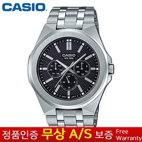 [CASIO 카시오][무상AS] 남성남자학생 실버스테인리스스틸 메탈밴드 실버 크로노그래프 손목시계 MTP-SW330D-1A