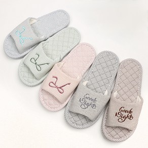 [신혼일기] 3중쿠션 스위트 홈 우아한 리본 실내화 푹신한 층간소음방지 슬리퍼 미끄럼 삼중패드 거실화 면슬리퍼