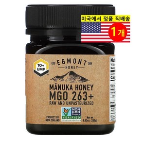 Egmont Honey 오가닉 100% 순수 무가공 비살균 마누카 꿀 MGO 263+ 250g 1개