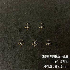 메탈 크롬 힙한 네일 크롬파츠, 35번 백합(소) 골드(5개입), 5개