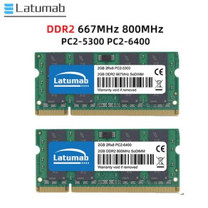 Latumab 메모리 RAM DDR2 4GB 8GB 800MHz 667MHz 노트북 SODIMM 6400 1.8 핀 V 듀얼 채널, 2GB DDR2 667MHz x1