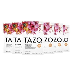 TAZO Tea Bags Iced o Hot Passion Hebal Tea 20 Tea Bags (Pack TAZO 티백 아이스 또는 핫 패션 허브티 20티백(6팩, 20개입, 1개, 771.11g