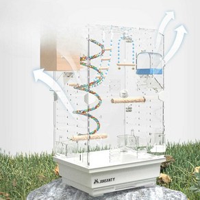 투명 새 케이지 산책 날림장 이동장 아크릴 둥지 휴대용 앵무새, 1개, 1