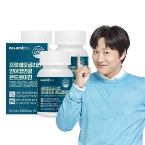 [소비기한 25.10.20] 내츄럴플러스 프로테오글리칸 연어코연골 콘드로이친(2개월분) / 2형 콜라겐 상어연골, 60정, 3박스