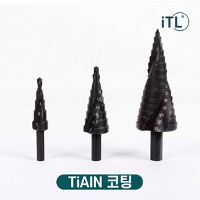 ITL 스텝드릴 홀쏘 SUS용 TiAIN코팅 스테인레스 4-12 4-20 4-32mm 블랙 3종, 1세트, 본품(배터리없음)