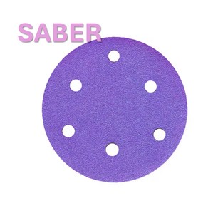 SABER 5인치(125mm) 6홀 세라믹 필름 원형사포 (1Box 100장), #220, 100개