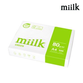 밀크 그린 복사용지 A4용지 80g 1권(500매) 친환경인증, A4, 500개