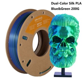 ERYONE FDM 3D 프린터용 실크 PLA 필라멘트 이중 및 삼색 임프레소라 프린팅 1 75mm 0 03 200g, Silk Dual Blue Geen