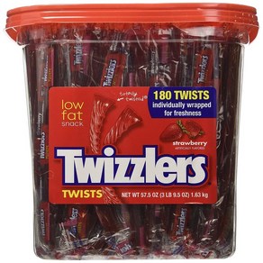 TWIZZLERS Twists Stawbey 트위즐러 트위스트 츄 젤리 캔디180개입, 1개, 1.63kg