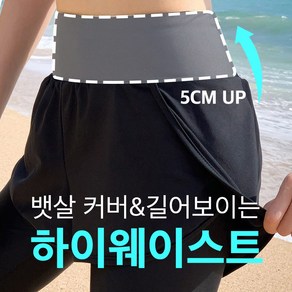 [S~2XL자체제작] 비키비키 UPF50+ 5cm 미라클 밴드 팬츠 워터 레깅스 반바지 여성용 일체형 래쉬가드 스윔웨어 비치웨어