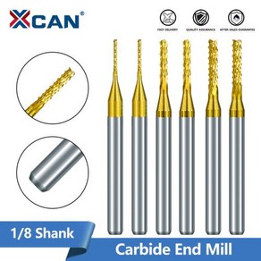 XCAN PCB 밀링 커터 18 생크 카바이드 엔드 밀 CNC 머시닝 라우터 비트 목공 옥수수 밀, 3.175mm, 18) 3.175mm, 1개