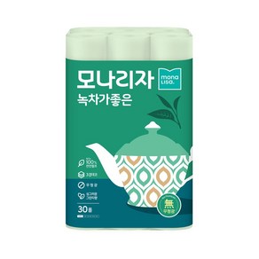 모나리자 녹차가 좋은 천연펄프 3겹 롤화장지, 30개, 1롤