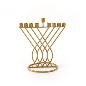 다리미 하누카 램프 9 Judaica 공예 메노라 홀더 가지 선물 캔들 안식일 장식, Golden 1 pc, 1개