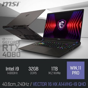 MSI 벡터 16 HX A14VHG-i9 QHD [이벤트 한정특가], WIN11 Po, 32GB, 1TB, 그레이