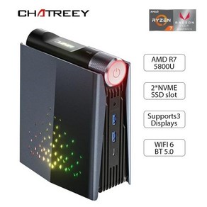 Chateey AM08 미니 PC AMD Ryzen 7 5800U 5700U 7735HS 680M 8 코어 게이밍 데스크탑 다채로운 조명 컴퓨, 없음, 32GB, 01 R7 5800U DDR4, 01 32G Ram 1TB SSD