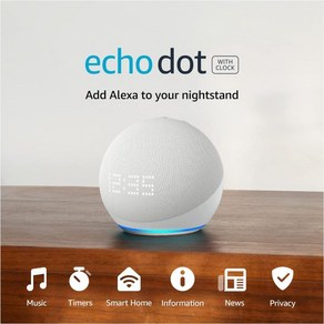 에코닷 Echo Dot 5세대 2022년 출시 (5세대 2022년 출시) Alexa, Glacie White_Device only, 4.5th (white clock)