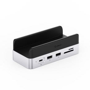 오리코 MiniDock USB3.2 Gen2 RJ45 HDMI C타입 맥미니 M4 SSD확장 스토리지 스탠드 VS10, 실버, 1개