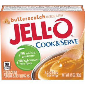 Jell-O Cook & Seve Pudding & Pie Filling Buttescot 젤로 쿡 앤 서브 푸딩 & 파이 필링 버터스카치 3.5온스 박스(4개 팩, 99g, 4개