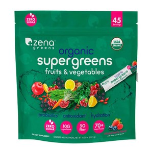 Zena Oganic Supegeens Fuits & Vegetables Powde 45 Sticks 제나 유기농 슈퍼그린 과일 야채 파우더 스틱, 1개, 517.5g