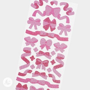 홀로그램 핑크 리본 스티커 레진 아트 공예 재료 R153, 1개