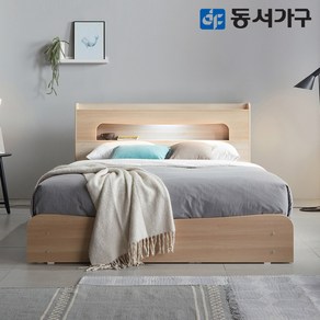 동서가구 후이 수납 LED 퀸 Q 침대+독립 매트리스 DF638373, 메이플