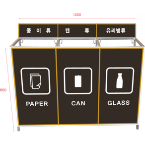 유진안전 재활용쓰레기 분리수거함 대용량 대형 아파트 빌라 펜션 야외용 실외용 업소용 철제 마대걸이 분리수거대 100L 1구 2구 3구 4구 (가림막형)