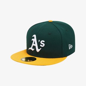 뉴에라 59FIFTY 어센틱 오클랜드 애슬레틱스 MLB 모자, D GRN/A GOLD, 1개