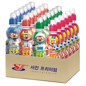 (서진프리미엄) 뽀로로 어린이 음료수 235ml 4종(밀크맛 6개+딸기맛 6개+사과맛 6개+복숭아맛 6개) 총24개