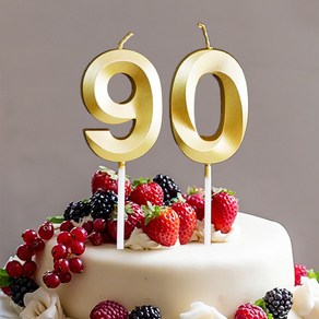 빅사이즈 생일초 케이크픽 특이한 메탈릭 골드 숫자초, 90, 1세트, 30g