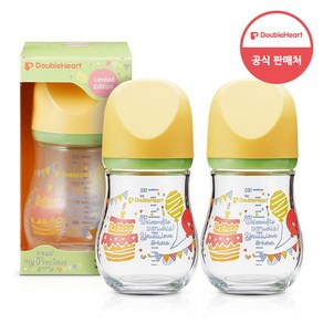 더블하트 모유실감 마이프레셔스 유리젖병 파티 160ml(젖꼭지미포함), 2개, 160ml