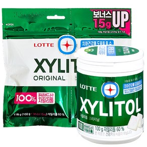 롯데 자일리톨 껌 오리지날 용기100g+리필115g 상쾌 시원 입가심, 1개