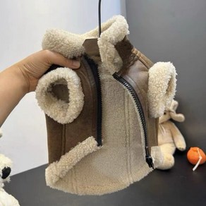 강아지무스탕 지퍼 집업 개옷 양털 뽀글이, 브라운