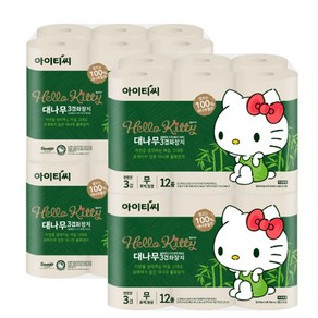[(주)아이티씨] ★헬로키티 대나무화장지 12롤 4팩, 30m, 12개입, 4개
