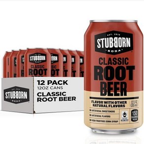 STUBBORN SODA 클래식 루트 비어 캔 12팩, 12개, 355ml, 12개