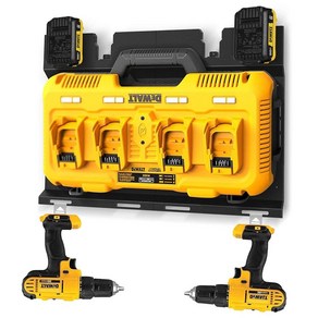 Demao DeWalt DCB104 충전기 및 배터리용 벽 마운트 브래킷 금속 블랙 견고한 4 배터리 홀더 홀더 공구실 차고용, 1개