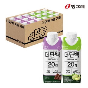 빙그레 더단백 드링크 2종 기획 (초코 250ml 9개 멜론 250ml 9개) 총 18개입