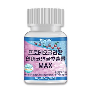 프로테오글리칸 연어코 연골 추출물 MAX 600mg 60정 2형 콜라겐 콘드로이친 글루코사민 류신 함유