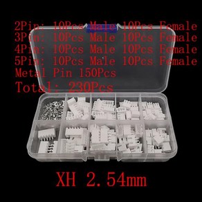 JST PH 피치 단자 키트 수 암 플러그 플라스틱 하우징 헤더 크림프 와이어 커넥터 2 3 45 핀 2.0mm XH 2.54mm 박스 당 230 개, 2) XH 2.54mm