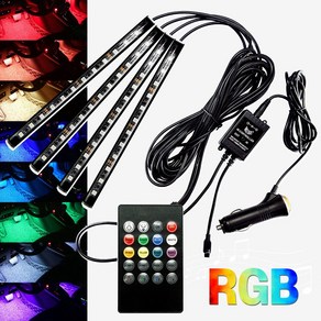 삼항LED 인증제품 12V용 RGB 음악소리반응 댄싱 LED바 자동차량 풋등 키트 세트, 1개