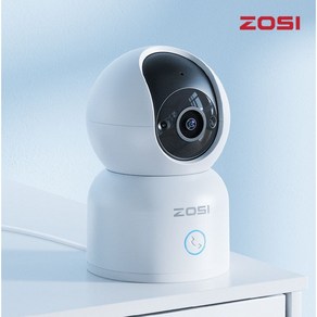 ZOSI 홈 카메라 2K 고화질 360도 스마트 WiFi CCTV 실내 카메라 버튼 호출 통화, C518 화이트, 1개