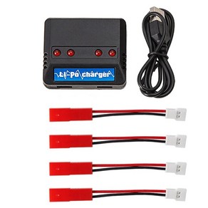 4인 1 USB 4.2V 5V RC 헬리콥터 리튬 Lipo 이온 배터리 충전기 3.7V 배터리 케이블 포함, [02] 1Chage 4JST cable, 1개